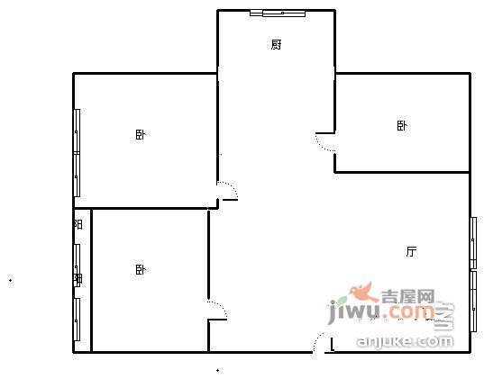 谊城公寓2室1厅1卫118㎡户型图