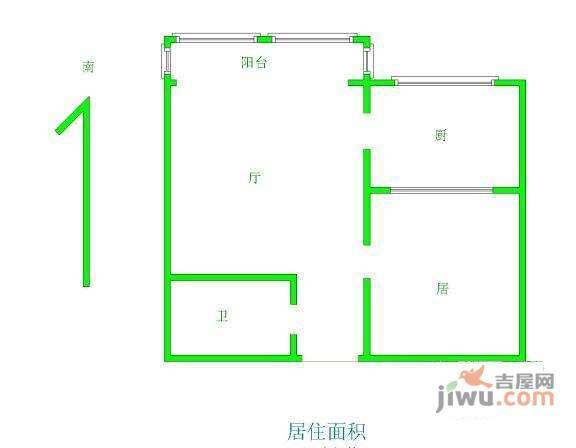 谊城公寓1室1厅1卫58㎡户型图