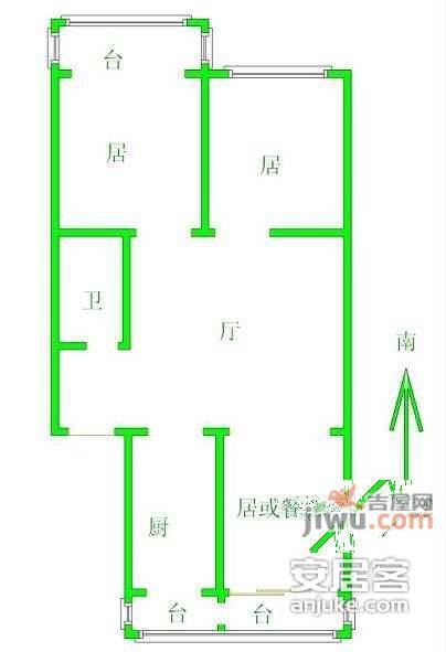 谊城公寓3室1厅1卫135㎡户型图