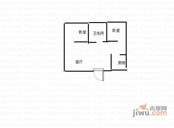 橡树园2室1厅1卫82㎡户型图