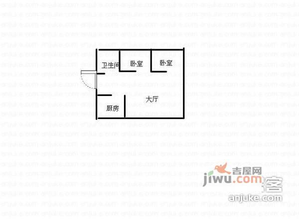 橡树园2室1厅1卫82㎡户型图