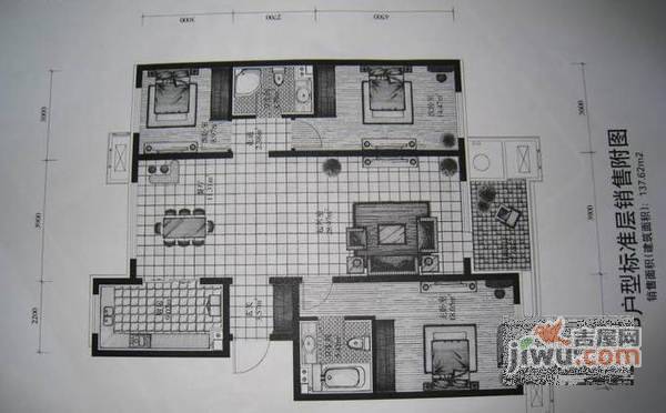 中新生态城3室2厅2卫143㎡户型图