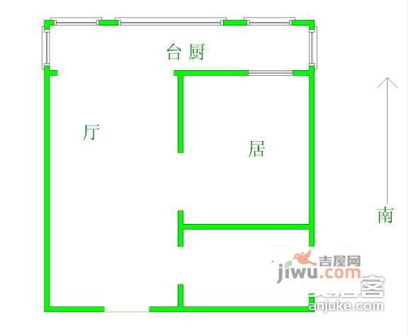 桃园村小区1室1厅1卫40㎡户型图