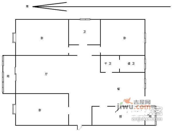 智达里3室2厅2卫140㎡户型图