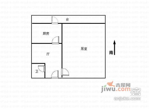 安泽里1室1厅1卫35㎡户型图