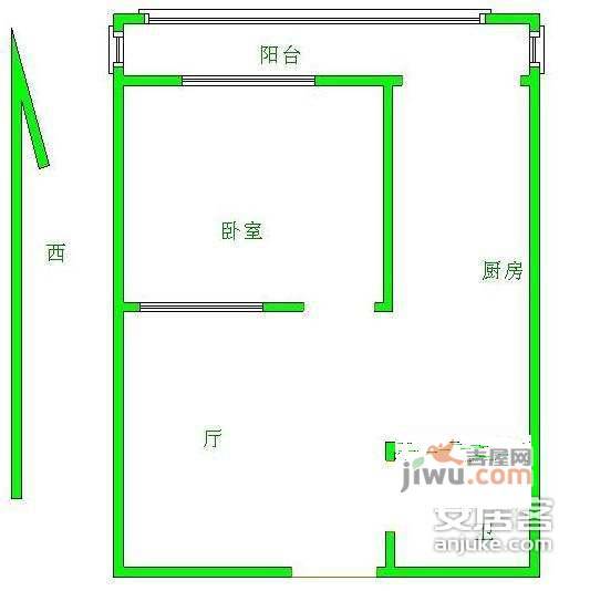 渤海石油新村三区2室1厅1卫84㎡户型图