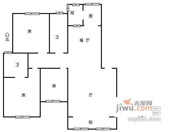 梧桐公寓3室2厅2卫139㎡户型图