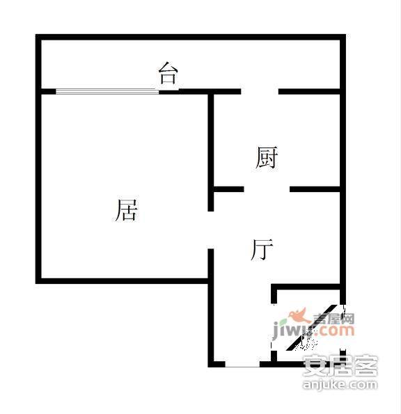 集园里1室1厅1卫44㎡户型图