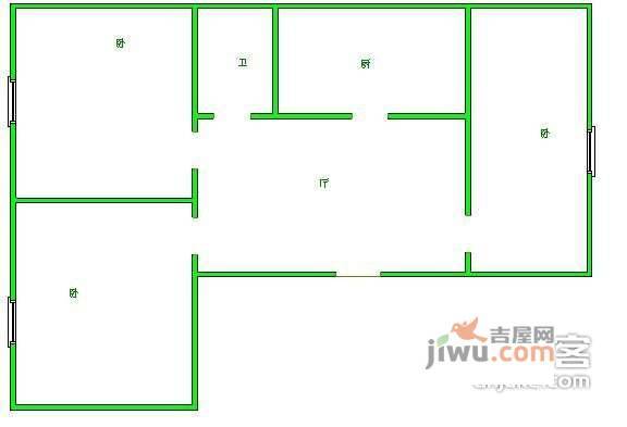 郑业里3室1厅1卫75㎡户型图