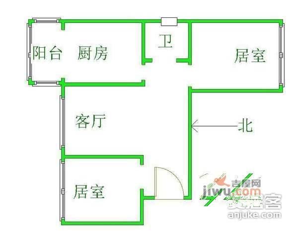 瑞亨花园2室1厅1卫92㎡户型图