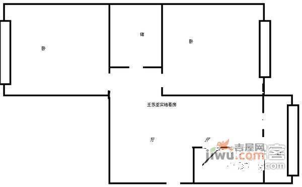 西关北里2室1厅1卫75㎡户型图