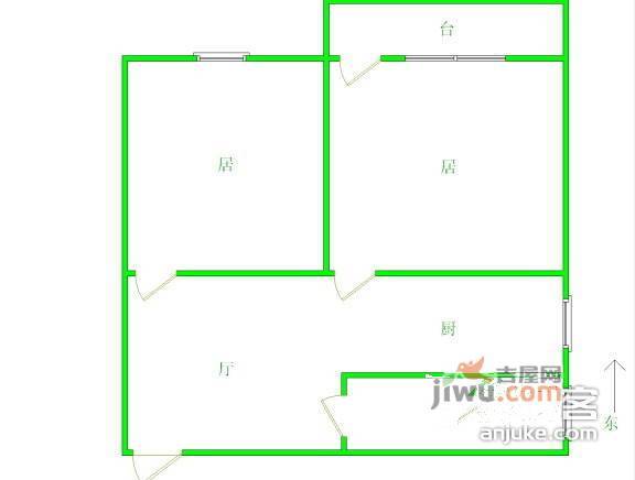 程林里2室1厅1卫80㎡户型图