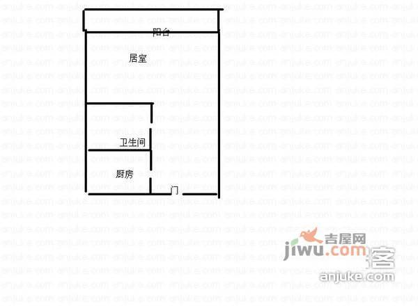 程林里1室1厅1卫58㎡户型图