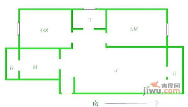 新基业大厦小区2室1厅1卫118㎡户型图