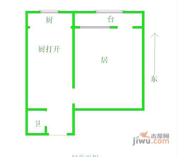 鹤望里1室1厅1卫52㎡户型图