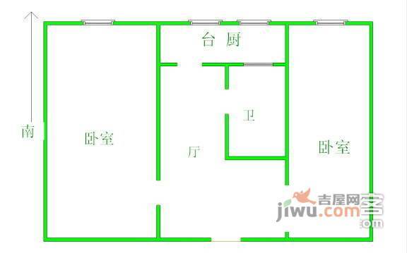 鹤望里2室1厅1卫80㎡户型图