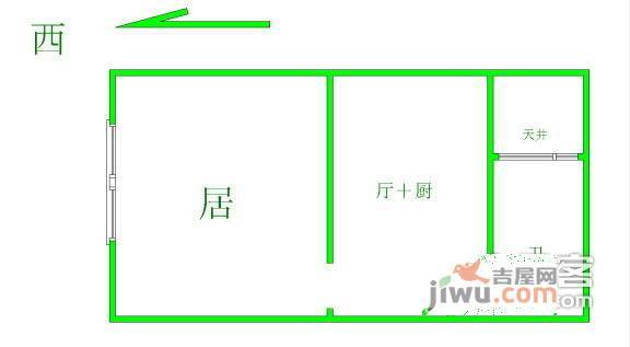 鹤望里1室1厅1卫52㎡户型图