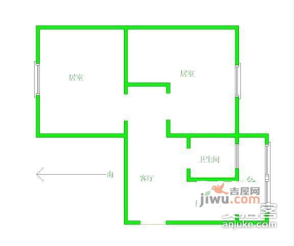 红勤楼2室1厅1卫65㎡户型图