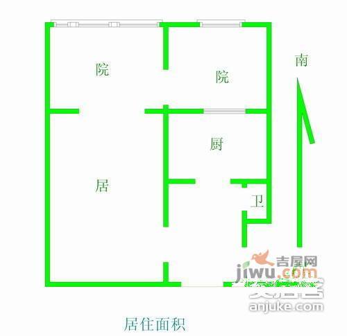 贤达里1室1厅1卫37㎡户型图