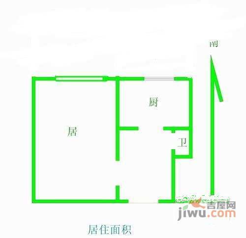 贤达里1室1厅1卫37㎡户型图