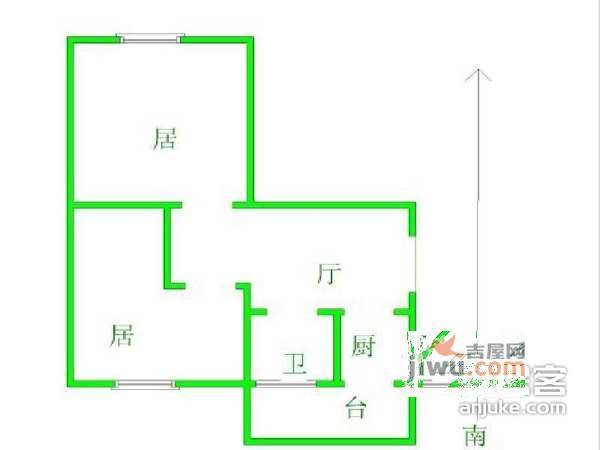 西园南里2室1厅1卫60㎡户型图