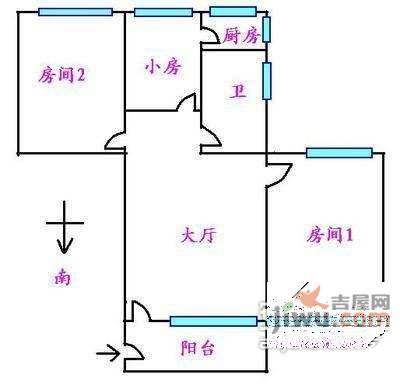 粤华楼3室2厅1卫96㎡户型图