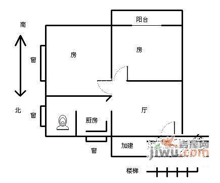 桂花路小区2室1厅1卫65㎡户型图