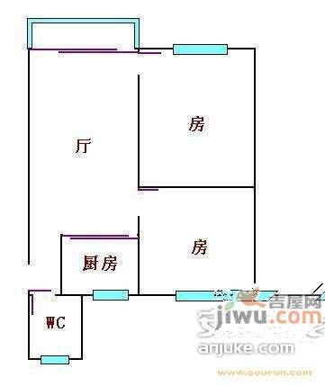 心谊路小区2室1厅1卫户型图