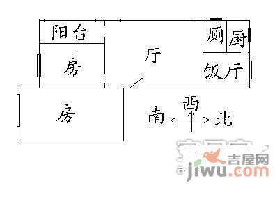 水荫四横路小区2室2厅1卫70㎡户型图