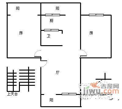 走马岗小区2室1厅1卫75㎡户型图