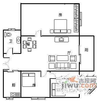 江怡路小区3室2厅1卫85㎡户型图