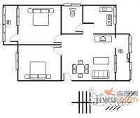 桂花岗广州大学小区2室1厅1卫62㎡户型图
