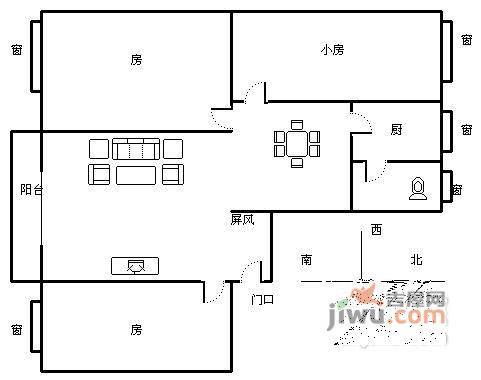 飞鹅新村3室1厅1卫82㎡户型图