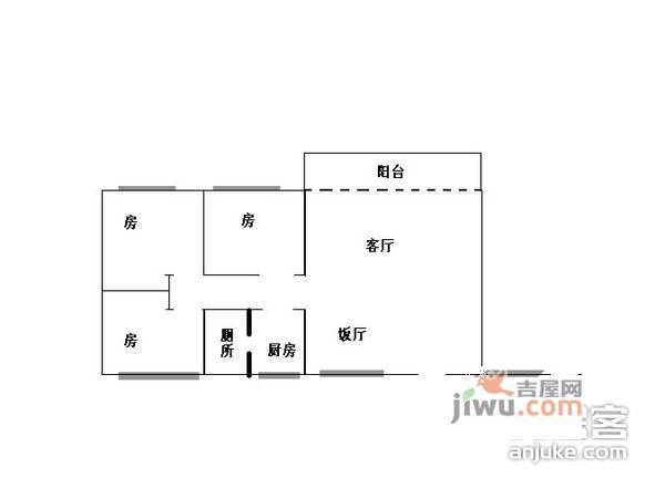 岭南小区3室2厅1卫85㎡户型图