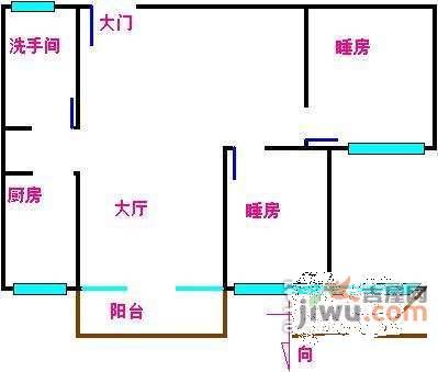 铭德苑2室1厅1卫56㎡户型图