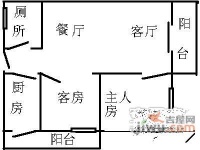 富丽花园2室2厅1卫87㎡户型图