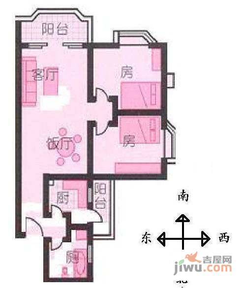 华景新城第五期西区2室1厅1卫户型图