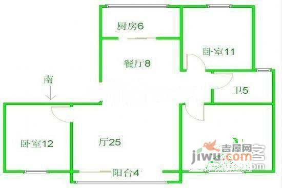 金晖明园3室2厅2卫99㎡户型图