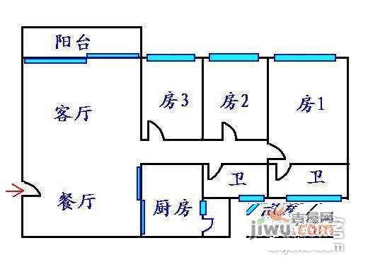 宾至路小区3室2厅2卫户型图