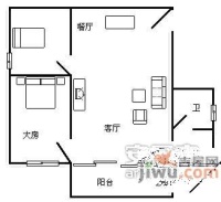 淘金东路小区2室1厅1卫50㎡户型图