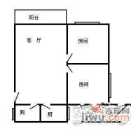 广州手表厂宿舍大院‎2室1厅1卫68㎡户型图