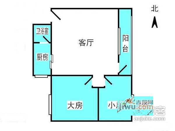 榕苑2室1厅1卫60㎡户型图