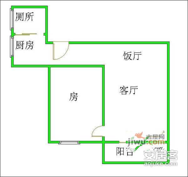 嘉仕花园西区1室1厅1卫45㎡户型图