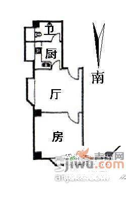 嘉仕花园西区1室1厅1卫45㎡户型图