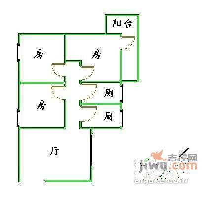 仁厚直小区2室1厅1卫54㎡户型图