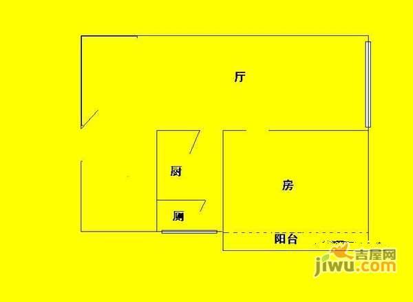 宝岗大道中小区1室1厅1卫37㎡户型图