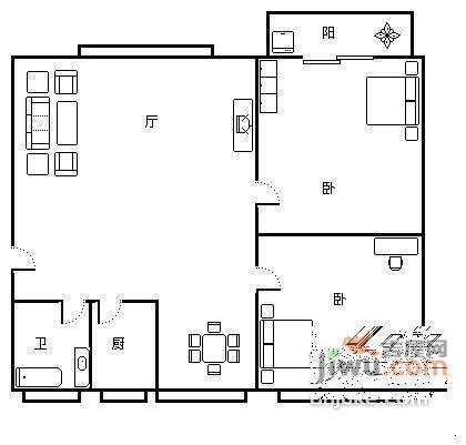 黄沙岗小区2室2厅1卫户型图