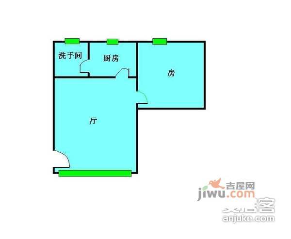 增槎路散盘1室1厅1卫43㎡户型图