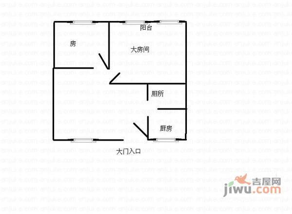 光塔路小区2室1厅1卫63㎡户型图