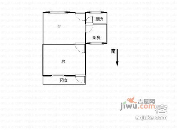 三育路小区1室1厅1卫47㎡户型图